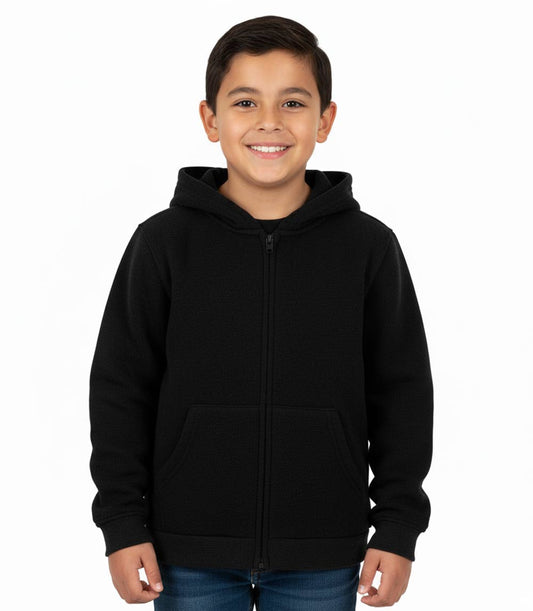 Chaqueta polar con capucha y cremallera frontal para niños de 4 a 7 años, color negro - 0283204