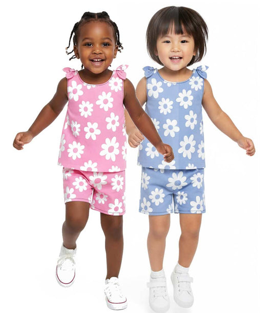 GIRLS PINK Top With Bows On Straps Woven Short Set - 2850302