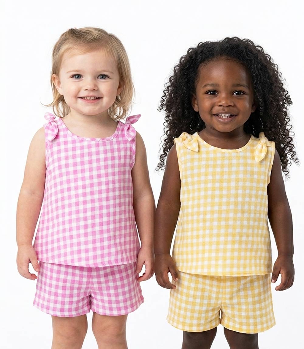 GIRLS PINK Top with Bows and Woven Short Set - 2855801