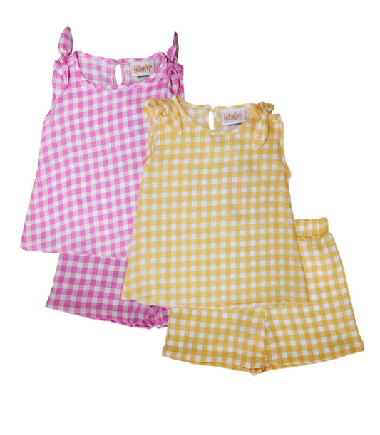 GIRLS PINK Top with Bows and Woven Short Set - 2855801