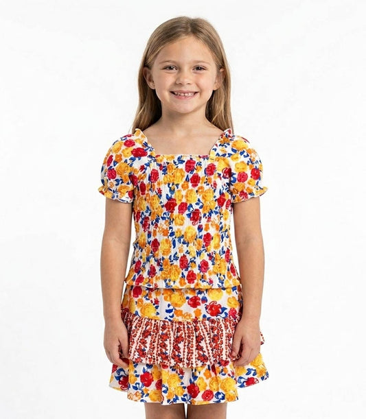GIRLS PINK Smocked Top W Ruffle Mix Match Skirt Set- 2477202