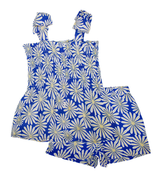 GIRLS PINK Smocked Top With Bows Woven Short Set - 2881602