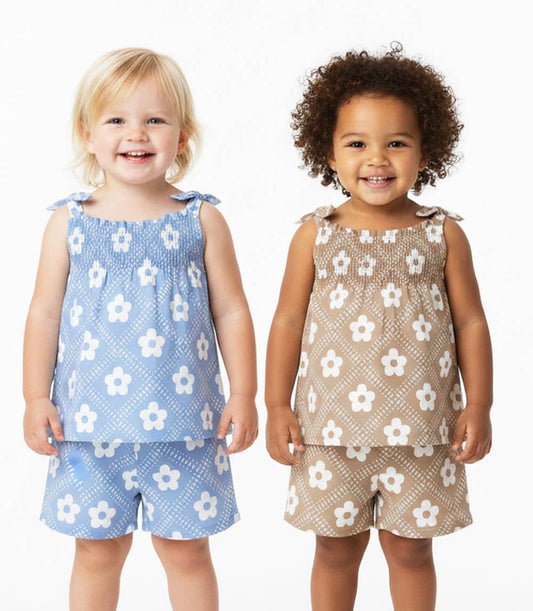 GIRLS PINK Top With Bows On Straps Woven Short Set - 2883202