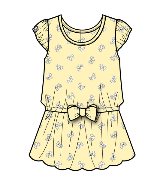 GIRLS PINK Bow Print Gingham Dress with Bow - 3507402