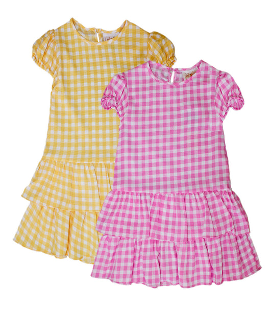 GIRLS PINK Woven Dress with Ruffles at the Hem - 3567502