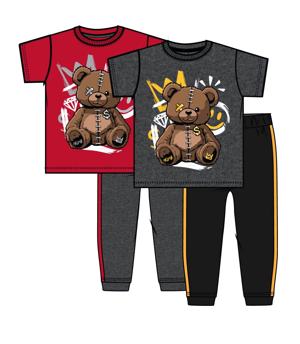 S1OPE Teddy Bear Screen Top w Jogger Pant - 6297002
