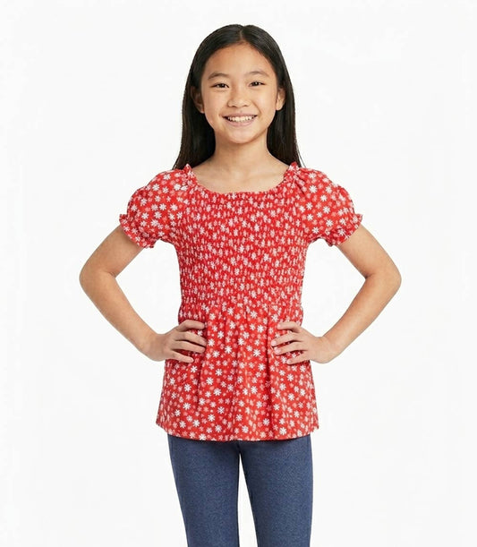 GIRLS PINK Smocked Top Jegging Set-6300227