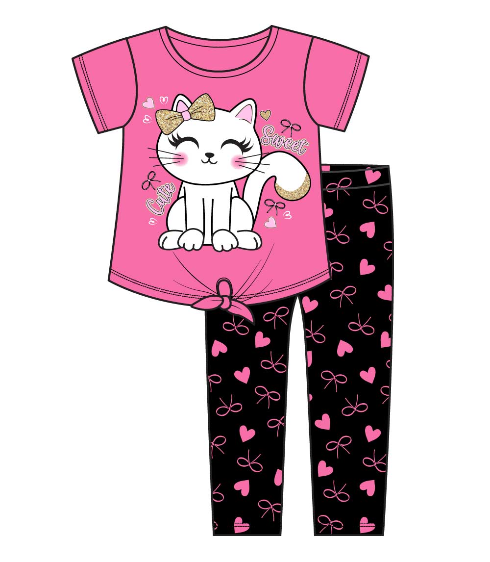 GIRLS PINK Kitty Cat Screen Top and Legging-6320604