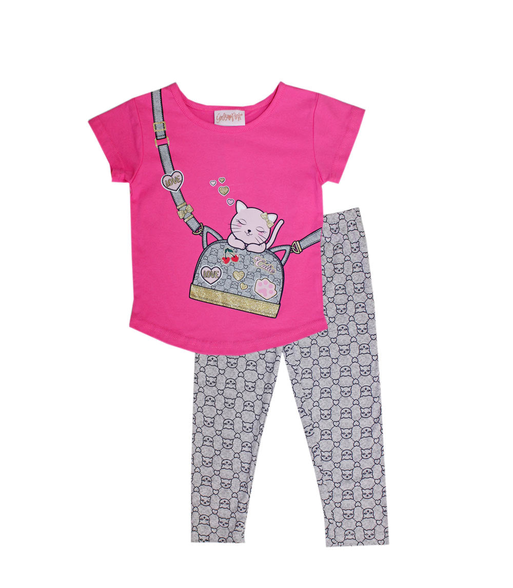 GIRLS PINK Cute Kitty Screen Top and Legging-6390704