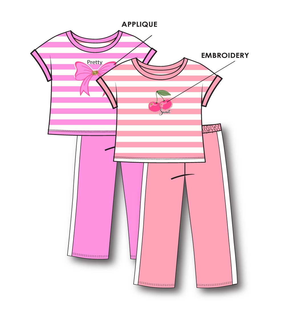 Top rosa Just Love Heart con pantalón acampanado y estampado animal para niña - 6568504