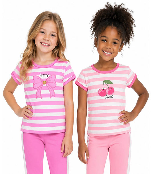 Top rosa Just Love Heart con pantalón acampanado y estampado animal para niña - 6568504