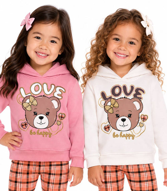 GIRLS PINK Infant Bear Love Hooded Fleece Legging Set-7301701