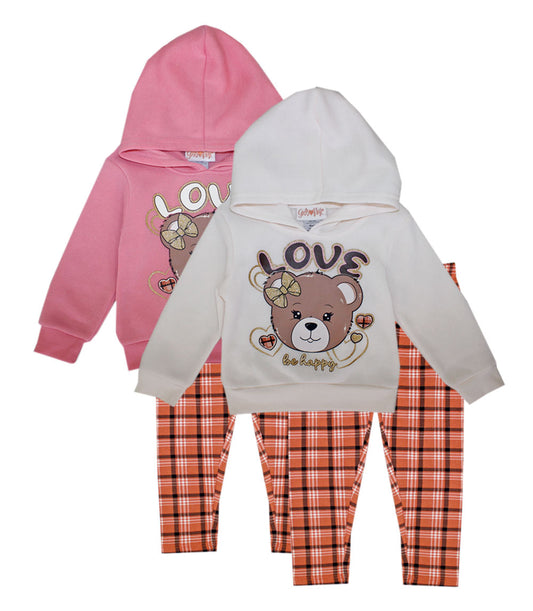 GIRLS PINK Infant Bear Love Hooded Fleece Legging Set-7301701