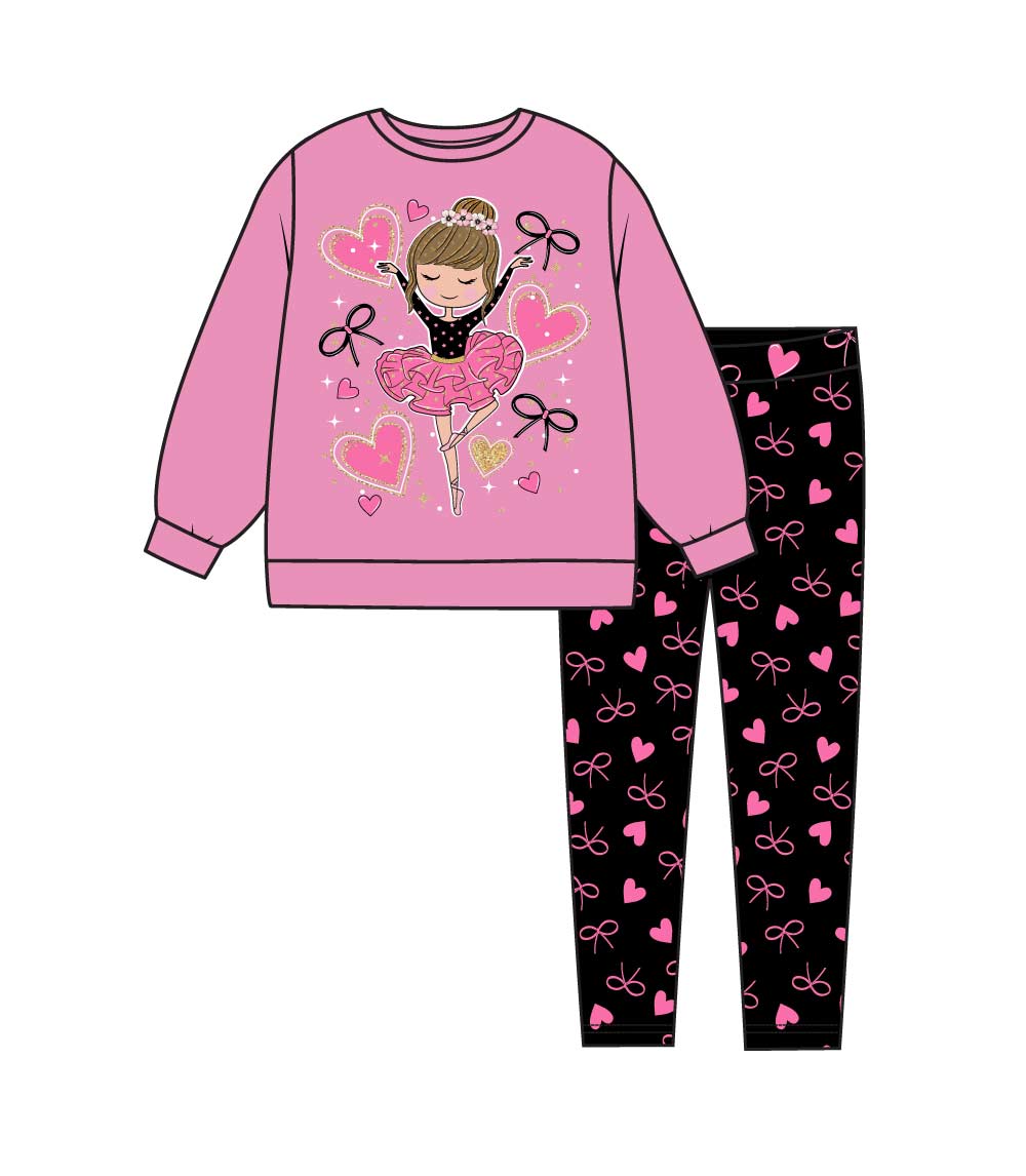 GIRLS PINK Ballerina Screen L/S Crew Neck Top Legging Set-7325104