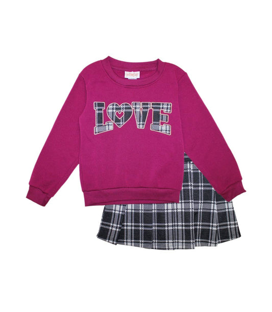 GIRLS PINK Conjunto de leggings de polar con capucha y osito de peluche a cuadros para niña - 7313502