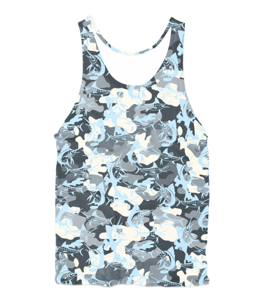 Men Performance Muscle Tank Top Marlin Fish All Over Print - 7532209