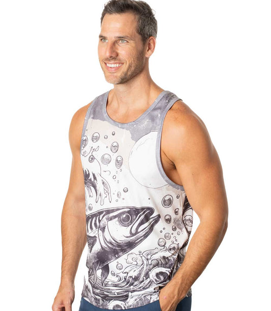 Men Performance Muscle Tank Top Fish Graphic-7533309