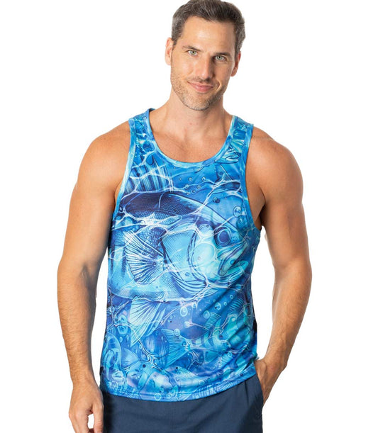 Men Performance Muscle Tank Top Fish Graphic-7534609