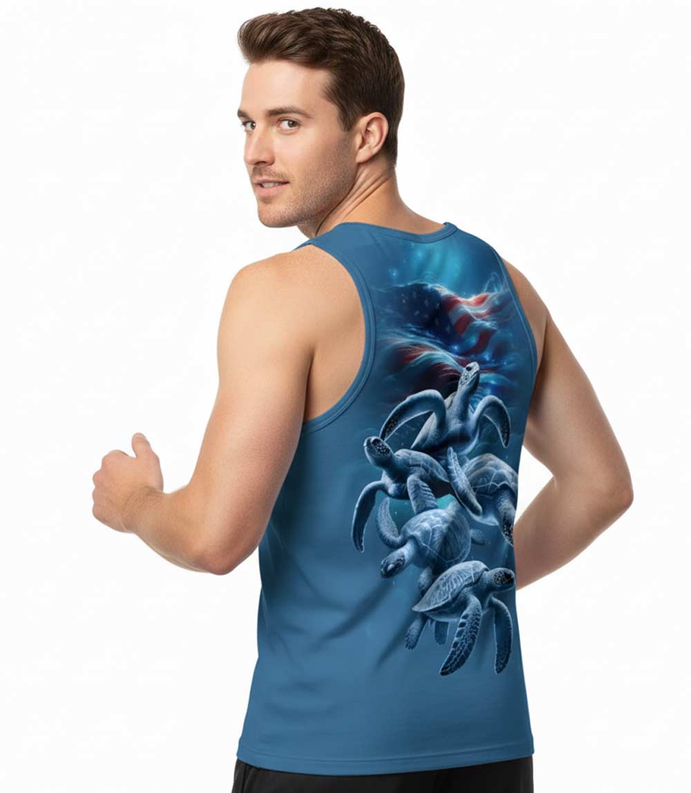 Camiseta de tirantes musculosa de alto rendimiento para hombre con estampado de peces - 7534609