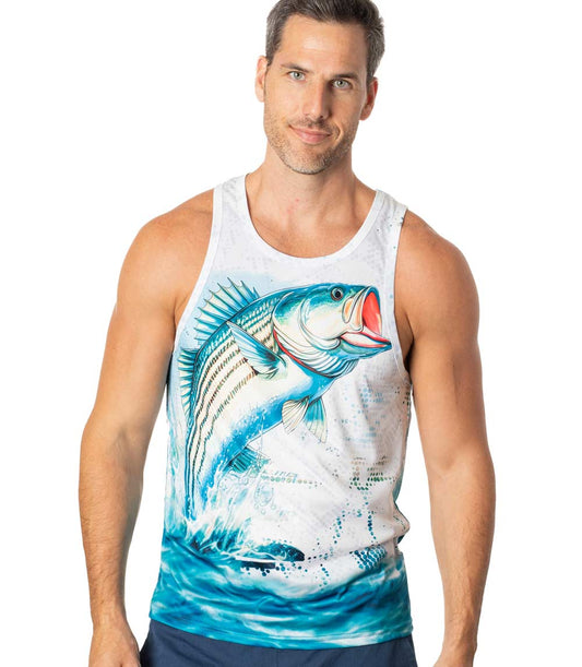 Men Performance Muscle Tank Top Fish Graphic-7567909