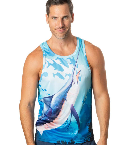 Men Performance Muscle Tank Top Marlin Fish Graphic-7587309