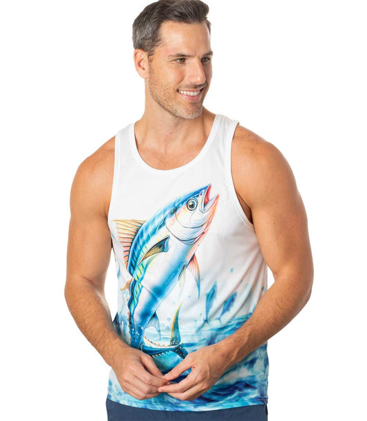 Men Performance Muscle Tank Top Fish Graphic-7595509