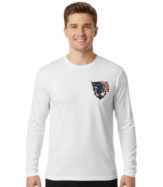 Men Performance L/S Top Fish Design with USA Flag - 7600109