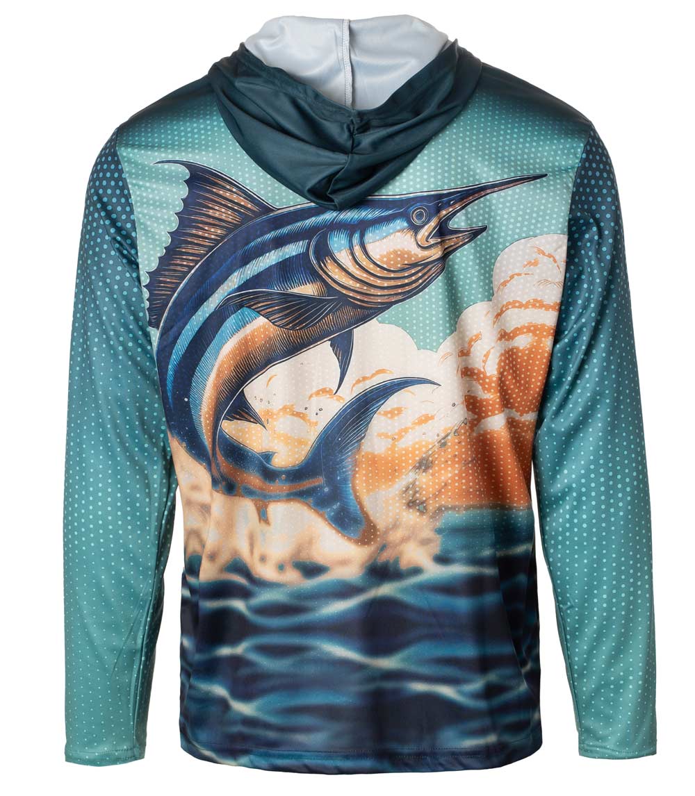 Men Performance Hoodie Top Marlin Fish Graphic-7601909