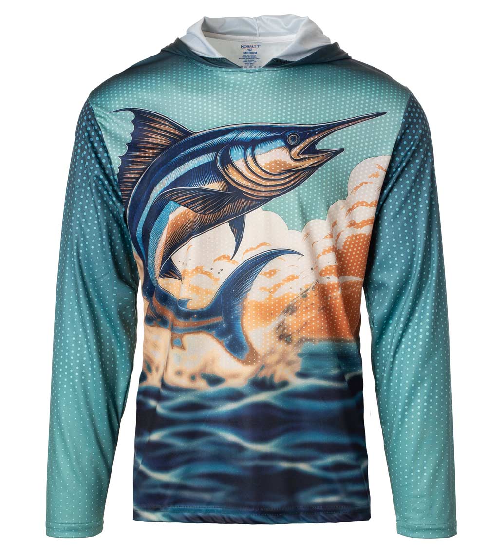 Men Performance Hoodie Top Marlin Fish Graphic-7601909