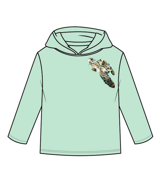 Boys Performance Hoodie Top Turtle Graphic-7613702