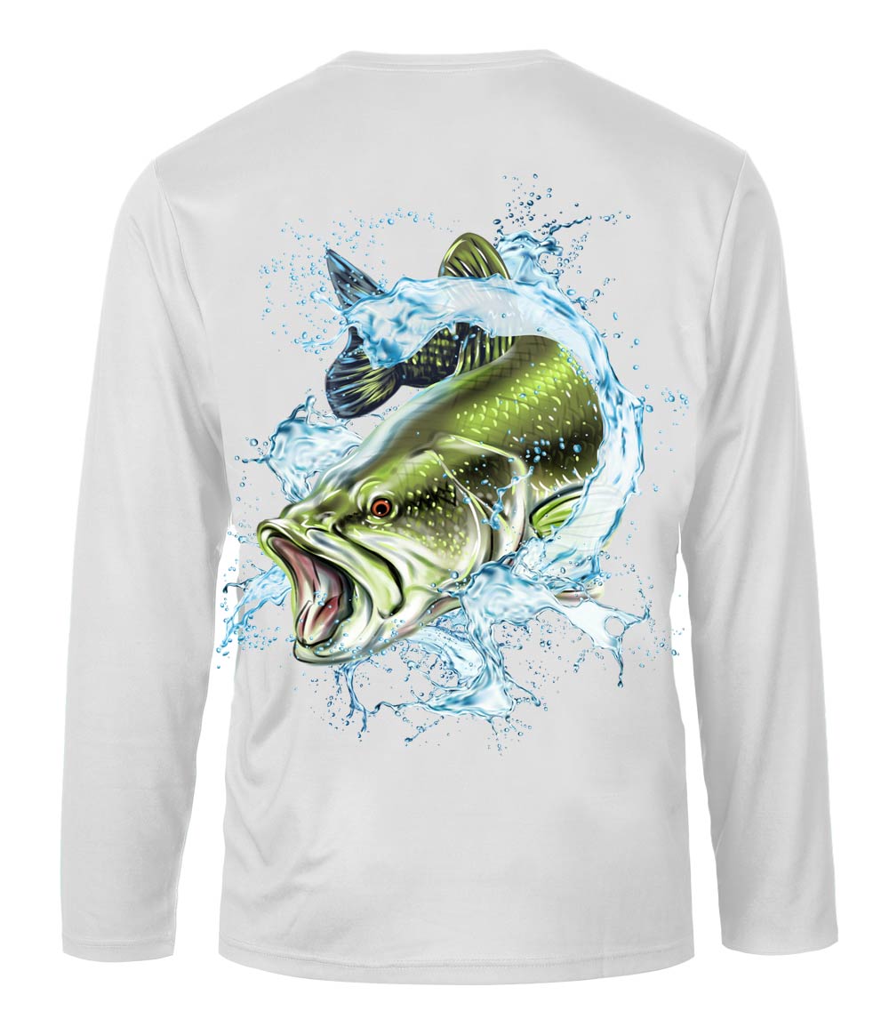 Men Performance L/S Crew Neck w Printed Fish - 7627709