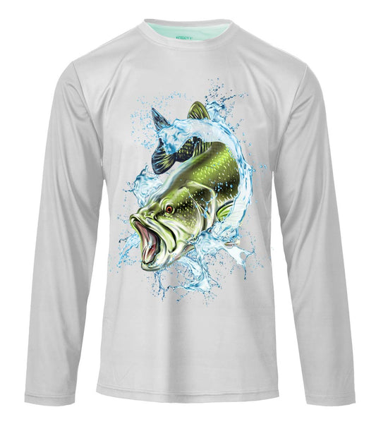 Men Performance L/S Crew Neck w Printed Fish - 7627709