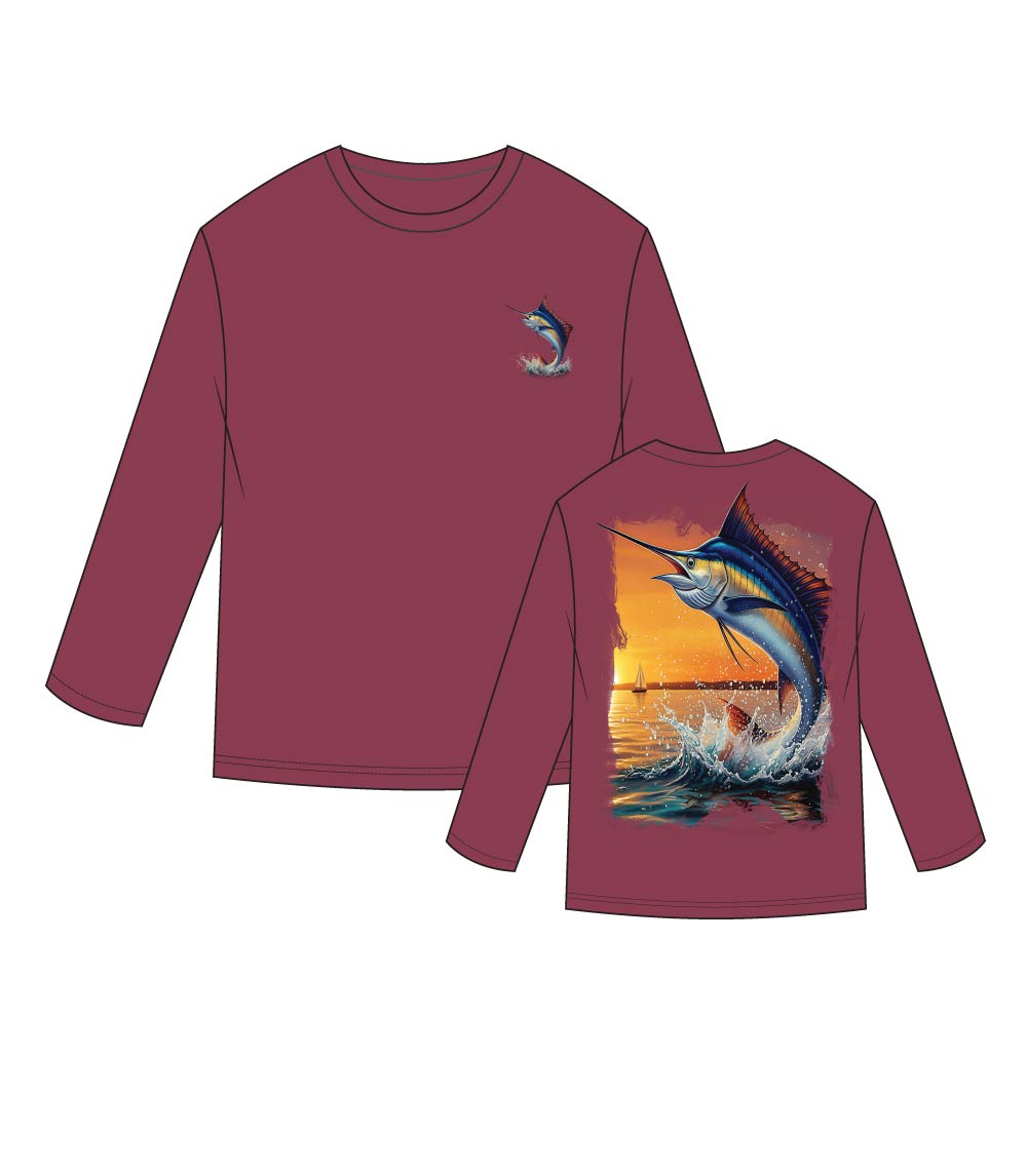 Boys Performance Top Blue Marlin Fish Graphic-7633388
