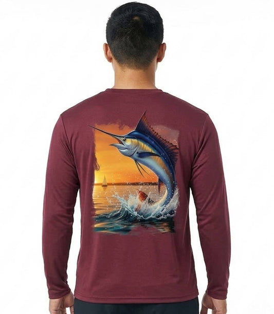 Boys Performance Top Blue Marlin Fish Graphic-7633388