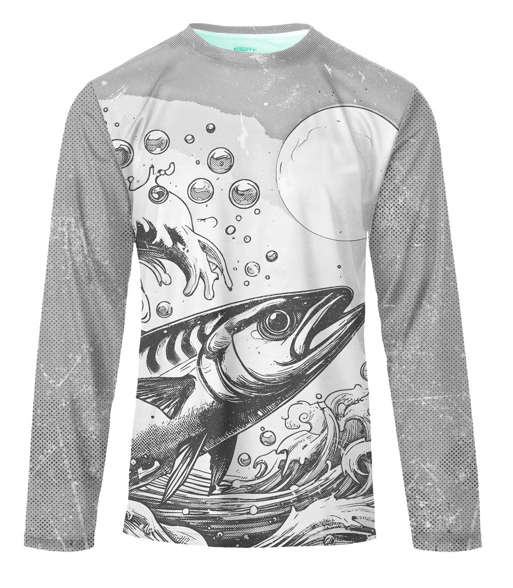 Men Performance L/S Top Fish Waves Design-7645309