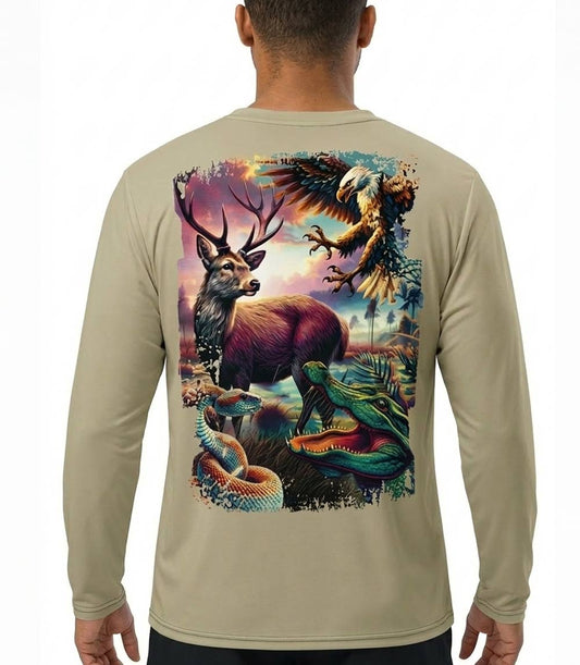 Men Performance L/S Top Animal Wildlife Design - 7662309