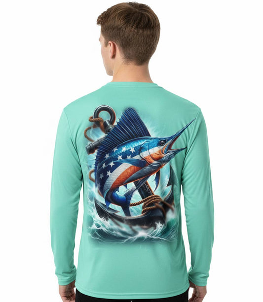 Camiseta de rendimiento para niños con estampado de pez marlín - 7665002