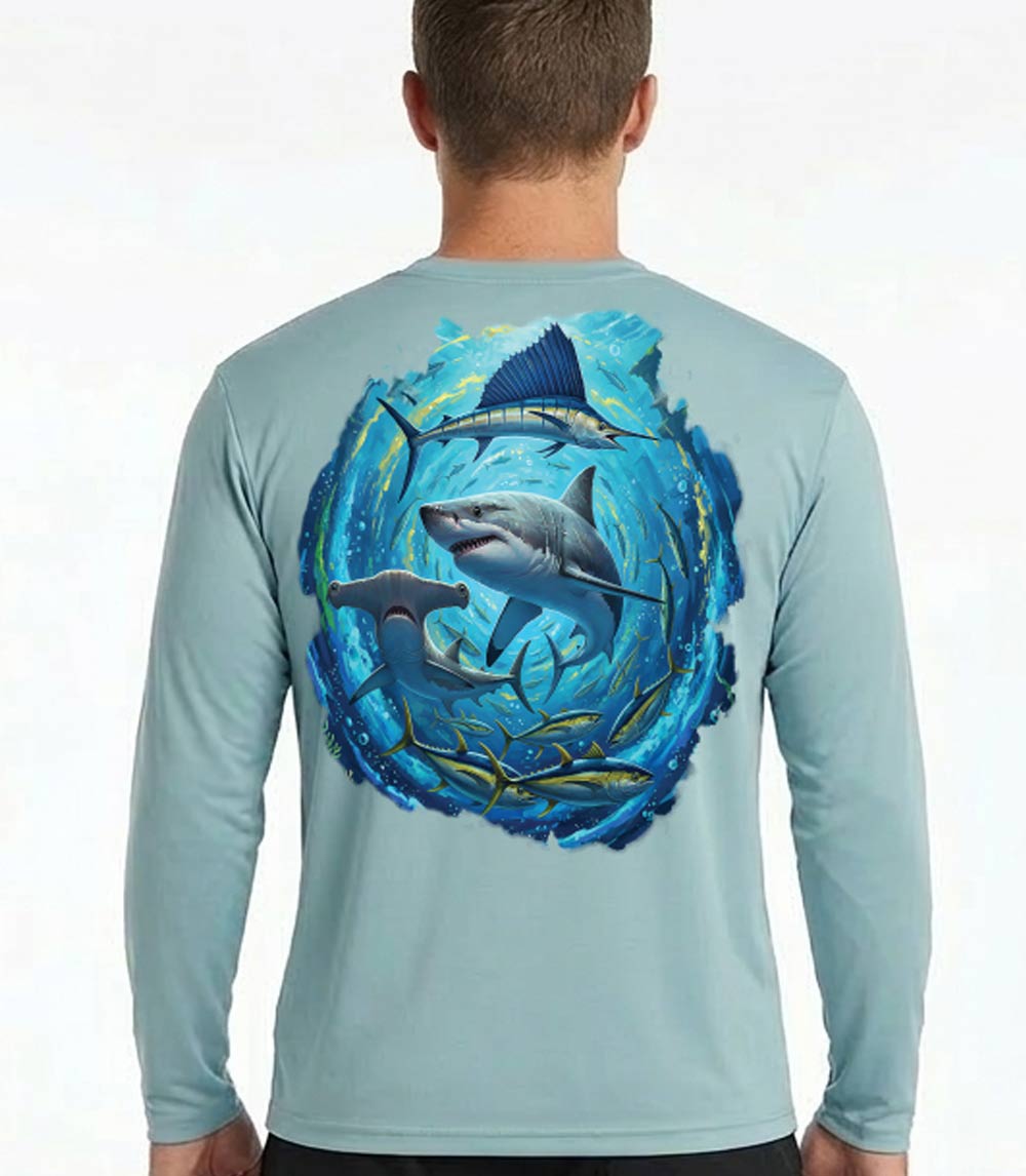 Men Performance L/S Top Shark Reef Design - 7675709
