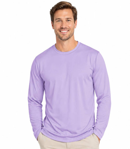 Camiseta de manga larga de alto rendimiento con cuello redondo, color blanco - 7648509