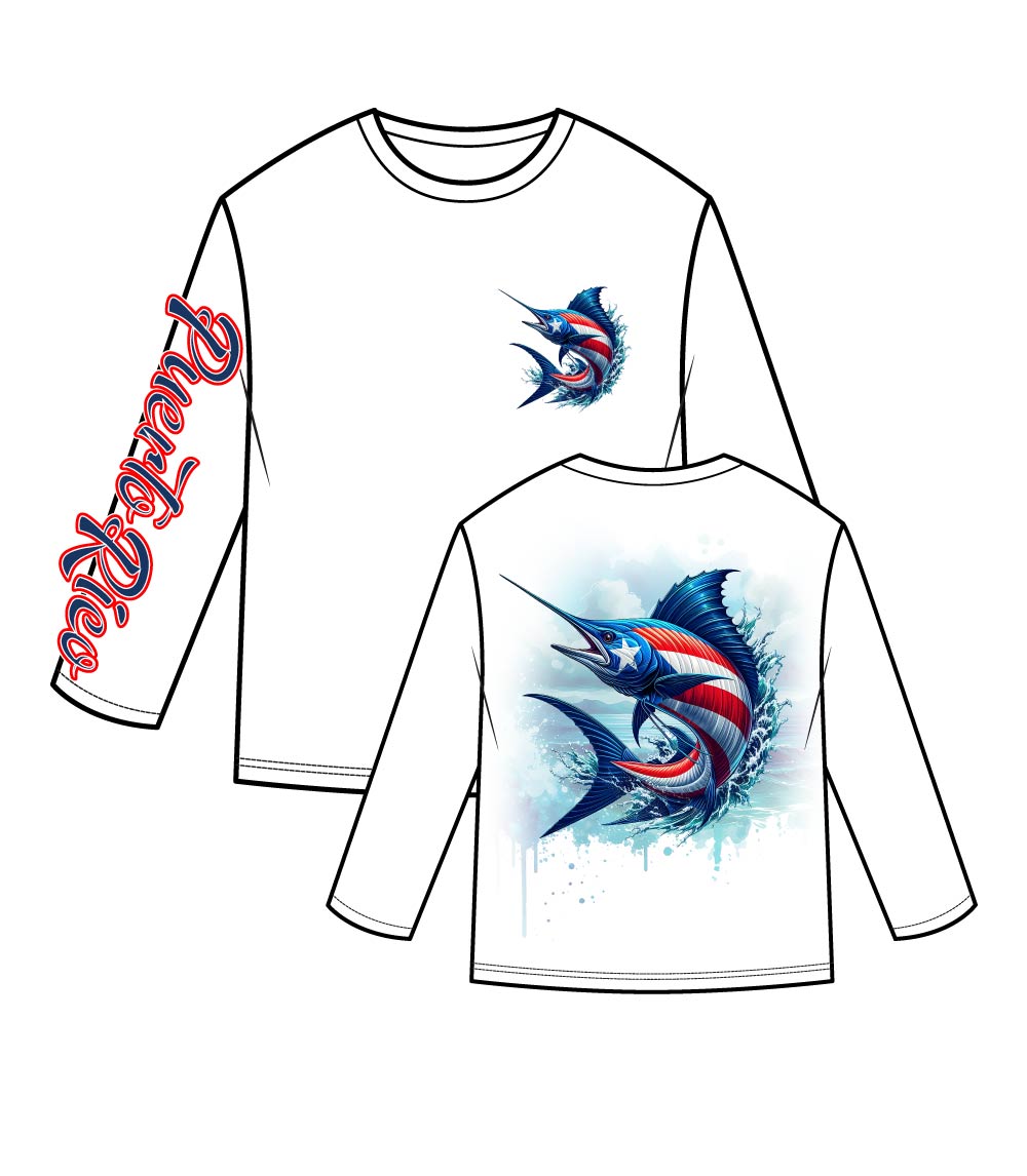 Camiseta de manga larga de alto rendimiento para hombre con estampado de peces - 7676909