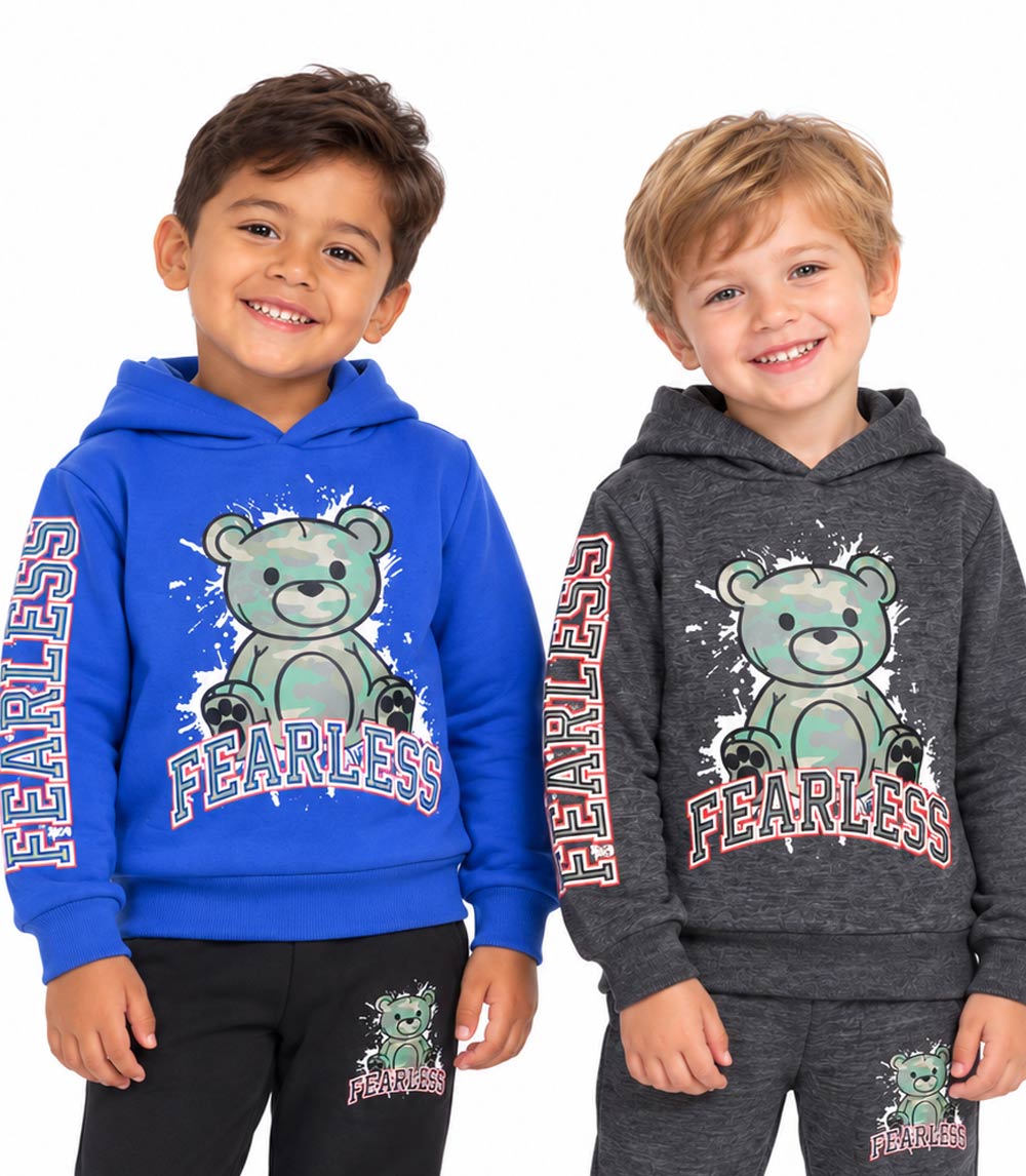S1OPE Teddy Bear Fearless Screen Print Hoodie & Jogger Set – 8148602