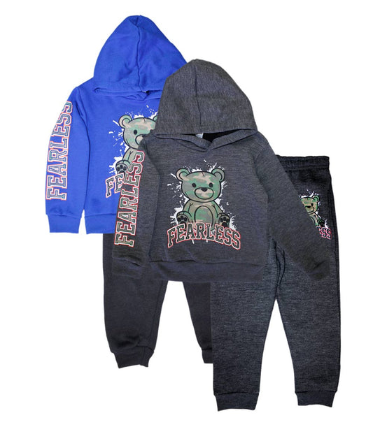 S1OPE Teddy Bear Fearless Screen Print Hoodie & Jogger Set – 8148602