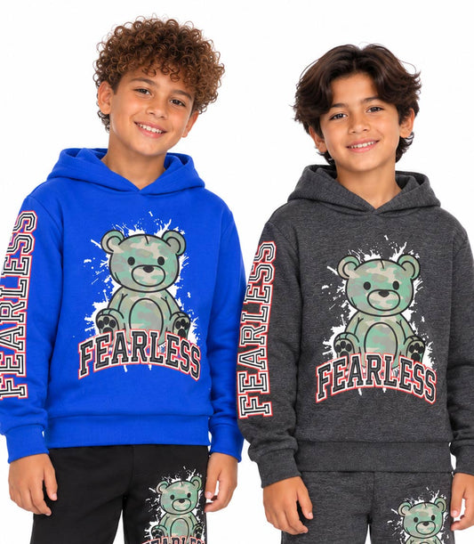 S1OPE Teddy Bear Fearless Screen Print Hoodie & Jogger Set – 8148688