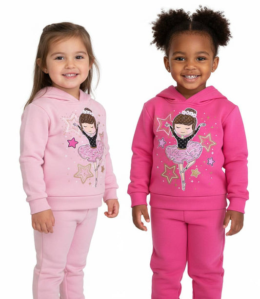 GIRLS PINK Ballerina Screen Hooded Pull Over Jogset-8602901