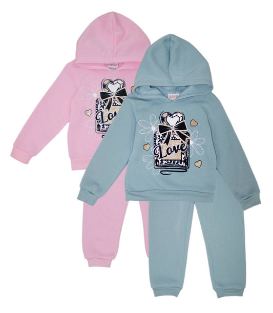 GIRLS PINK Love Screen Hooded Pull Over Jogset-8611002