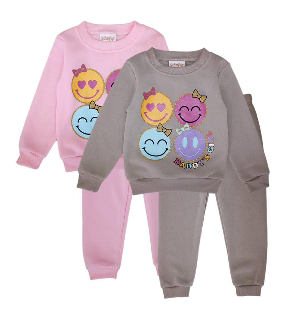 Conjunto deportivo rosa para niña con cuello redondo y apliques de unicornio y rodillas - 8711002