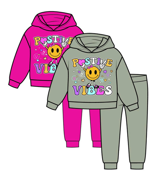 GIRLS PINK Happy Face Screen Hooded Pull Over Jogset-8621727