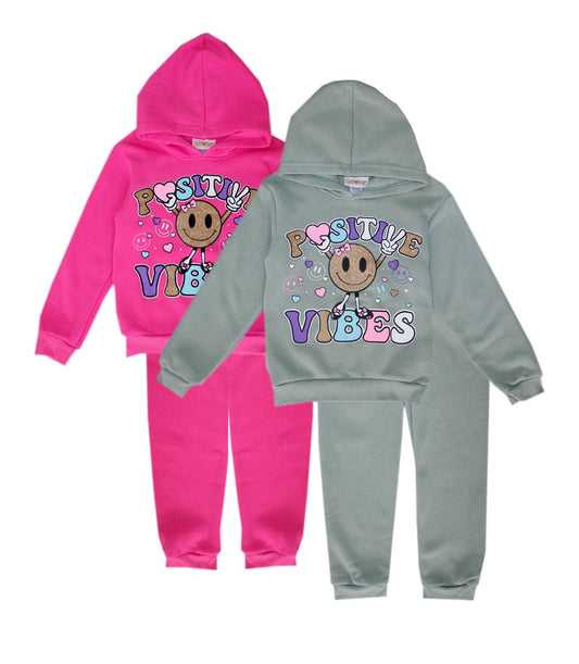 GIRLS PINK Happy Face Screen Hooded Pull Over Jogset-8621727