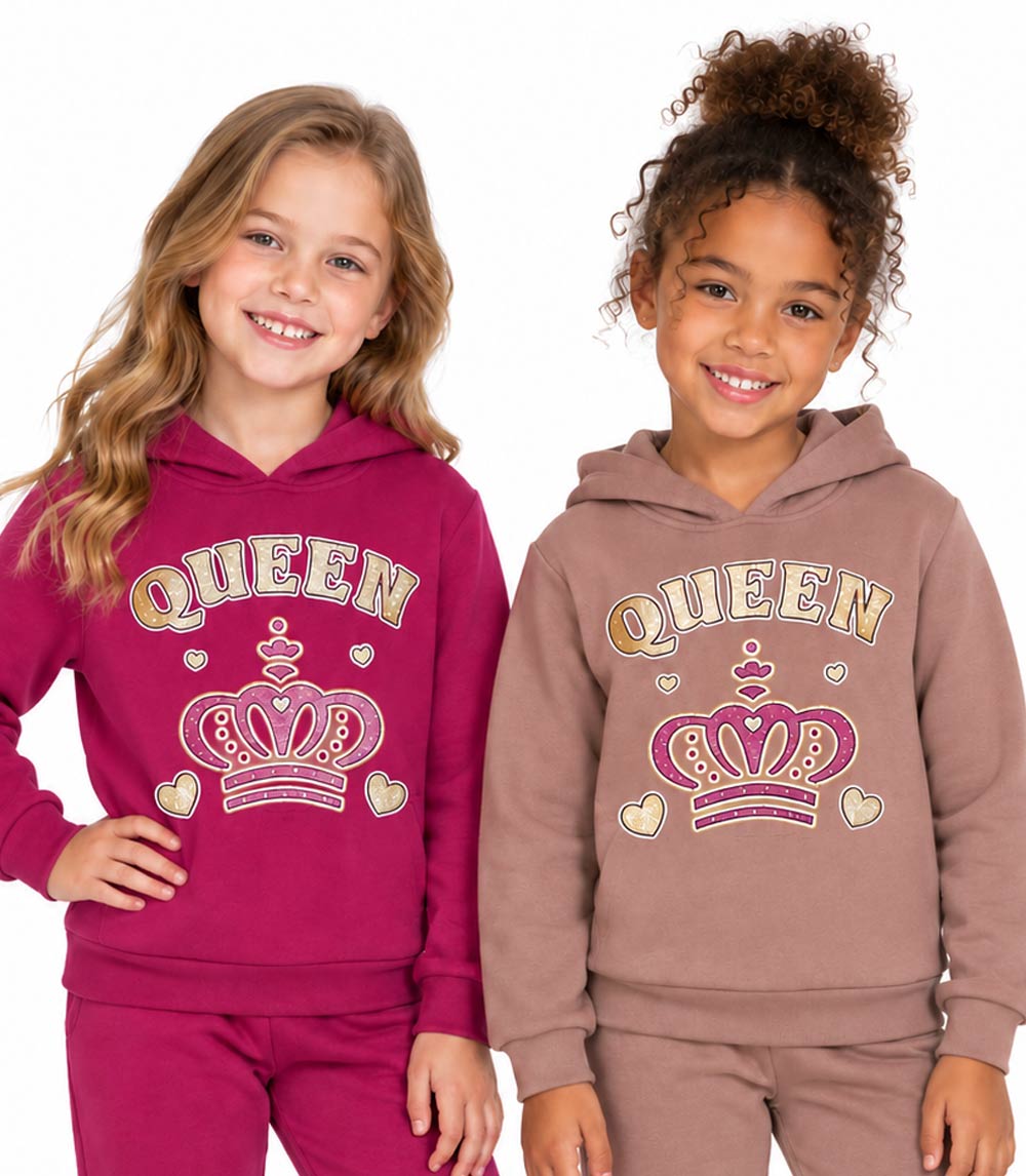 Conjunto deportivo con capucha y estampado de perro rosa para niña - 8618102