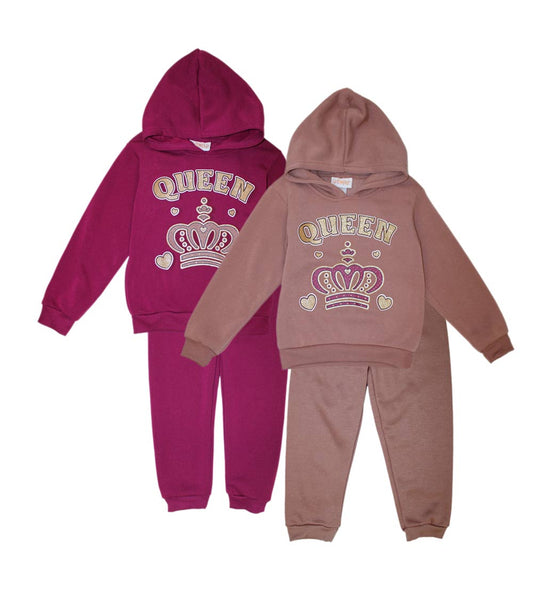 Conjunto deportivo con capucha y estampado de perro rosa para niña - 8618102